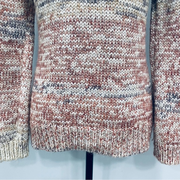 ELSAMANDA M Cream Pink Marled Alpaca Mohair Cable-Knit Warm Boho Sweater Italy - Picture 16 of 16